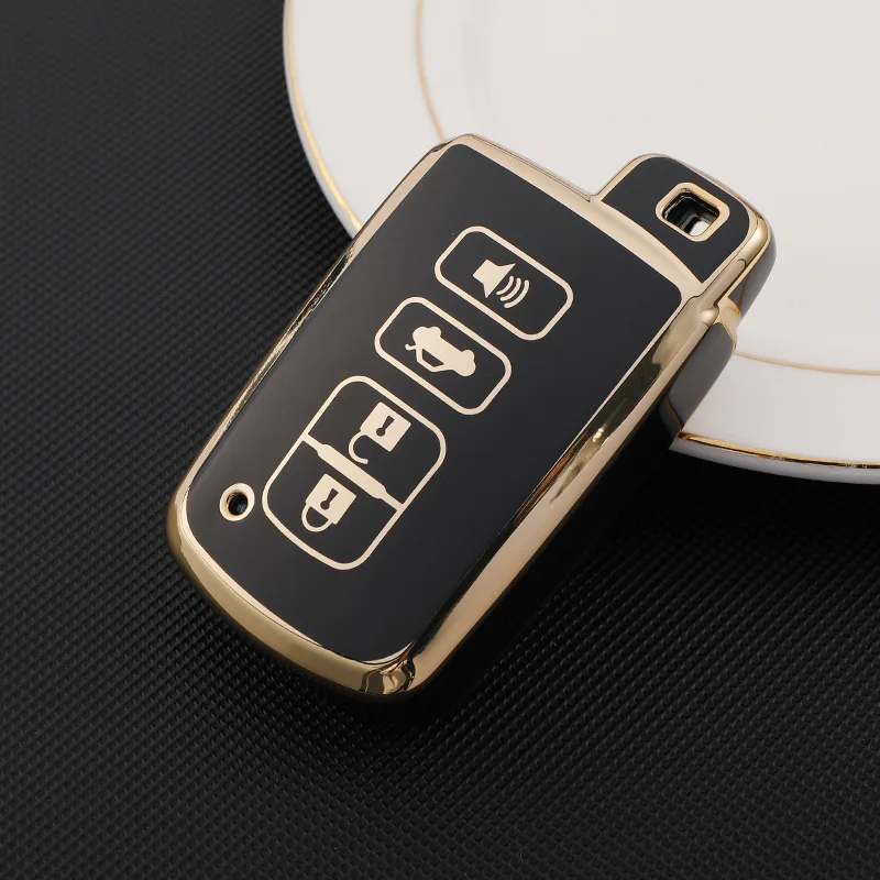 Toyota Car Key Sleeve Applicable to Overbearing Camry Land Patrol Auto Key Shell Golden Edge Key