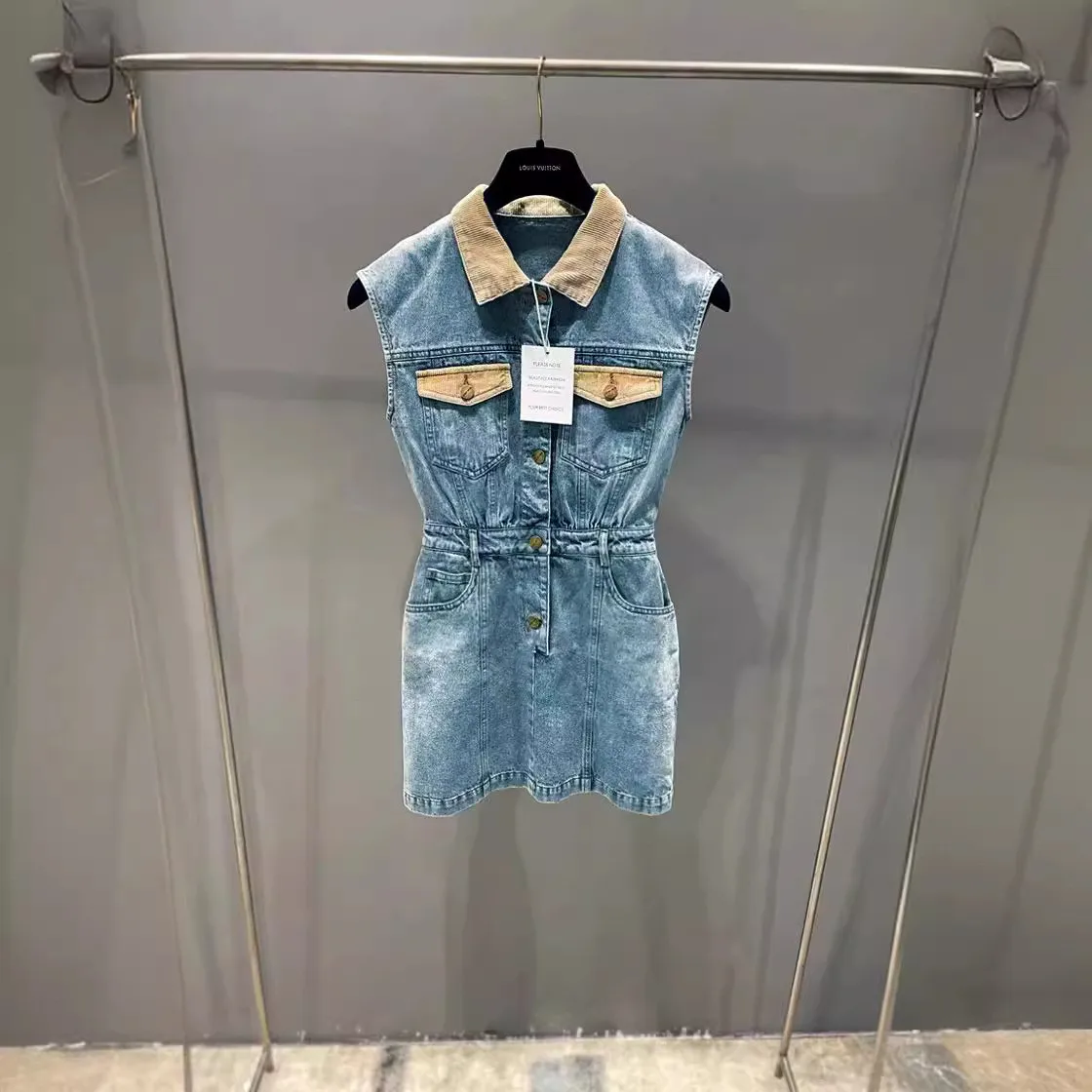 Abnehmen Sommer Denim Farbe Blo Svel Dr Faionable Sexy Pendeln Smart Sle Regular Sve Andere 00 % Material
