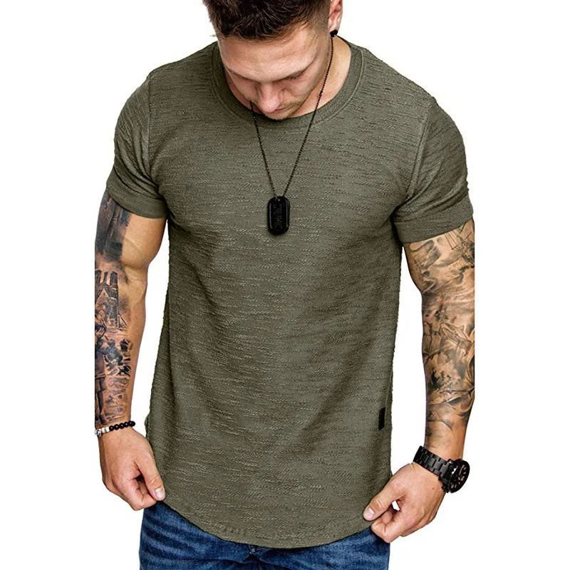 MRMT 2024 Brand New European Code Spring And Summer New Solid Color Leather Label Design Round Neck Men\'s Short-Sleeved T-Shirt