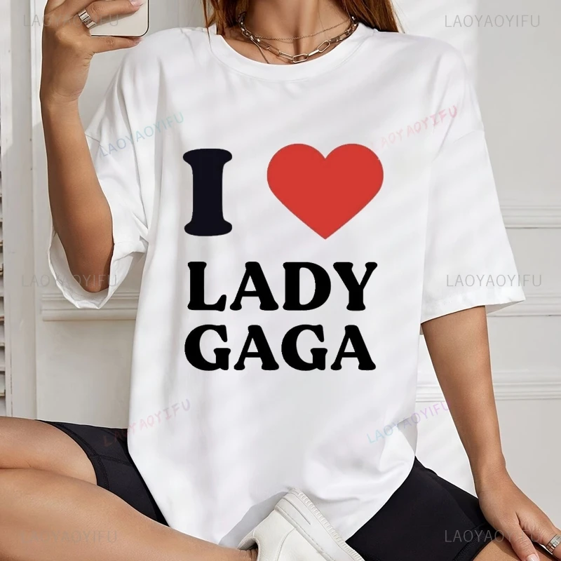 

Singer Lady Gaga Classic Poster Printed Shirt, Fans Everyday Street Wear, Women's Spring and Summer Casual Fashion T-shirt