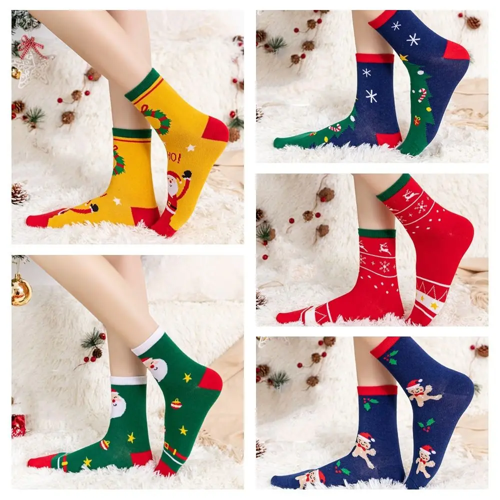 Gift Snow Christmas Socks Elk Thickened Happy Christmas Socks Cotton Middle Tube Socks Cartoon Hosiery Ladies