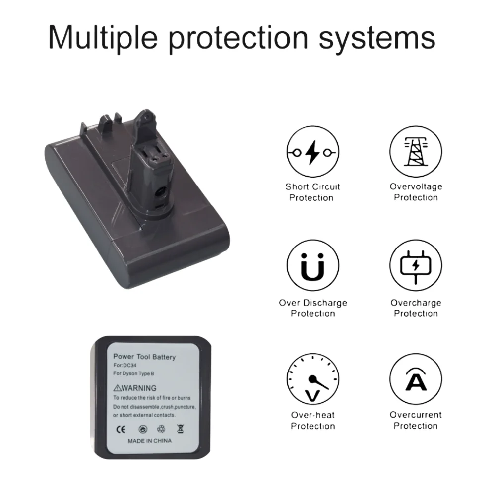 Voor Dyson 22.2V Dc31 Dc34 Dc35 Dc44 Dc45 Dc46 Dc55 Dc56 D57 Stofzuiger 6800Mah (Type-B) Oplaadbare Lithiumbatterij