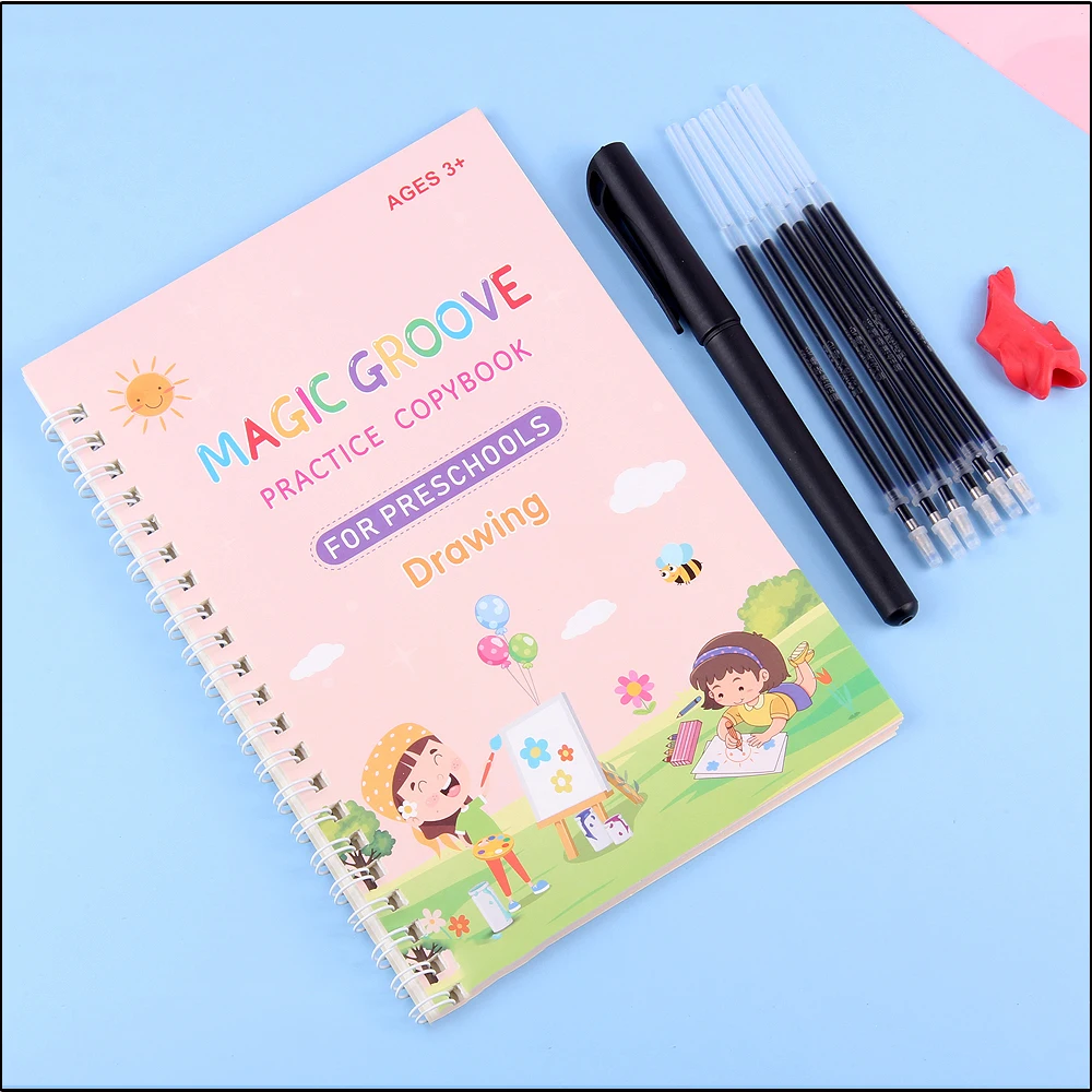 Children'S English Magic Copybook Repeatable Slot Practice With Calligraphy Pen Holder Children'S Early Education Exercise Book