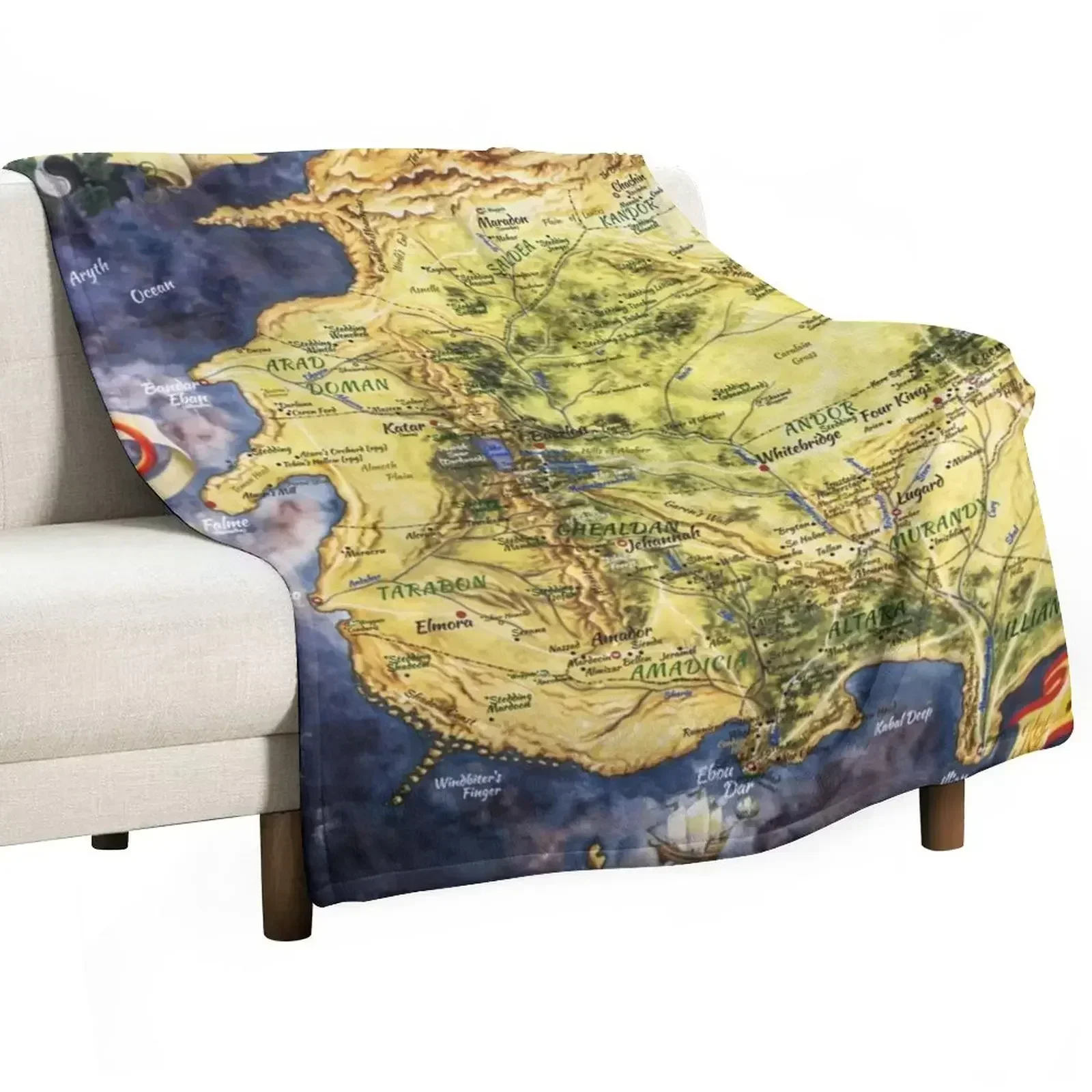 Fantasy Wheel of Time Map Throw Blanket Thin Summer Beddings Vintage Weighted Fashion Sofas Hairy Blankets