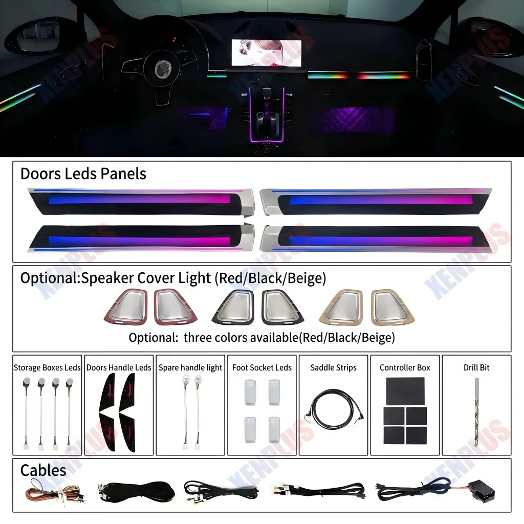 Xenplus New Wholesale Upgraded Dynamic Light Shadow 26 LED Interior Dashboard Door Atmosphere Lamp for  2010-2017