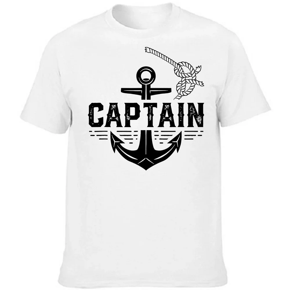 Novelty Awesome T-shirt Captain T-shirt Men Anchor Skull Nautical Sea Sailor Ship Marine Fashion Cool Gift Marines Round Collar