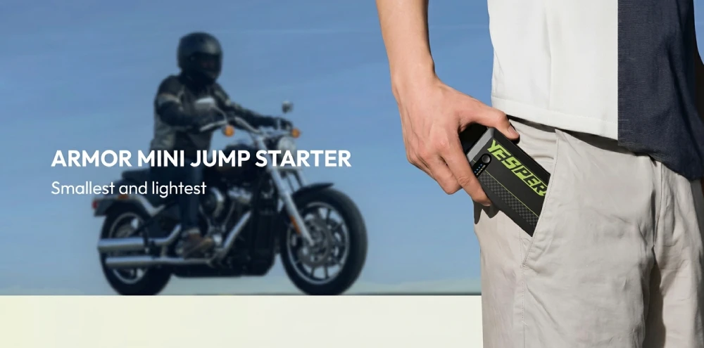 YESPER 1500A Jump Starter ARMOR Mini 12V Car Battery Emergency Boosters 12000mAh Power Bank for Car Motorcycle SUV Truck 7/5.5L