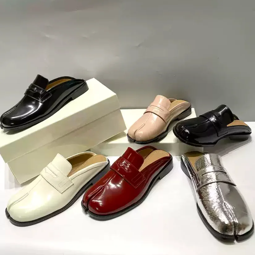 

Весенние туфли с квадратным носком, слипоны из натуральной кожи, женские туфли без каблука, летние сандалии, универсальные туфли с раздельным носком, шлепанцы с раздельным носком