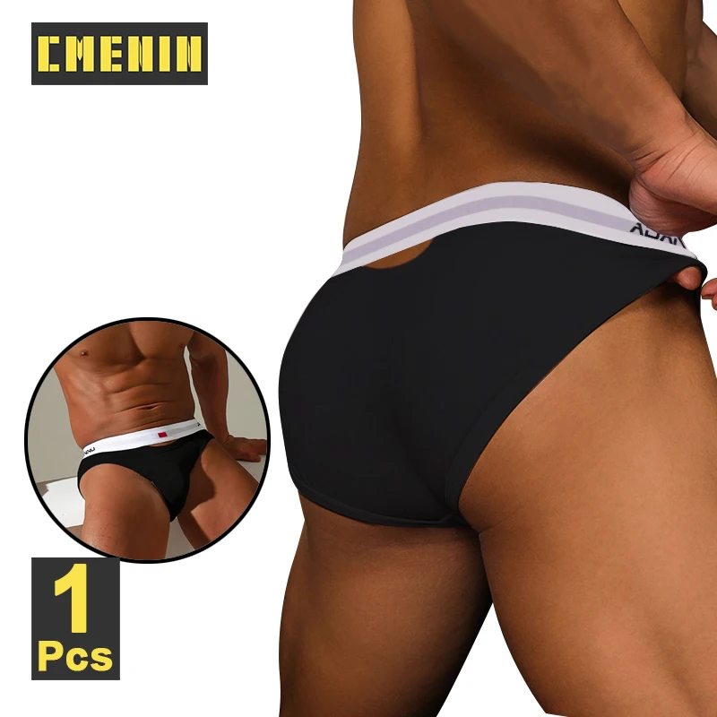 

Мужские трусы бикини из хлопка CMENIN, черные дышащие трусы с вырезом, бандаж, брифы, сексуальное нижнее белье для мужчин,