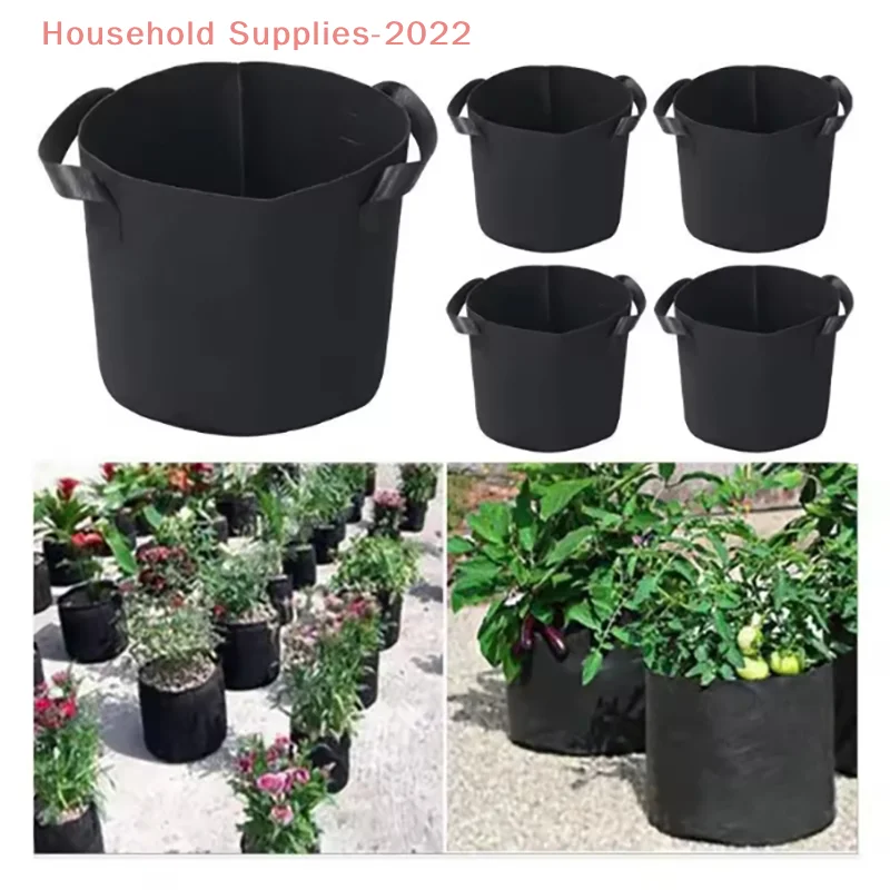 

Black Felt Planter Bag Garden Planter Pot Round Flower Vegetable Planter Bag Garden Balcony Planter Container