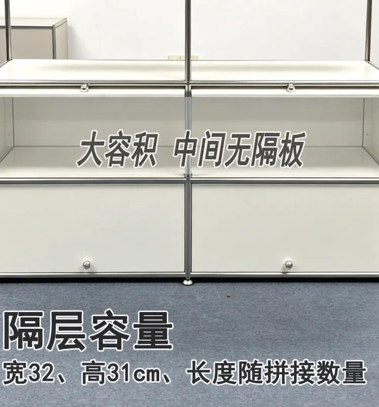 Module Steel Living Room Storage Cabinet Rack Kitchen Sideboard Dining Side Locker Nightstand Flip Sofa Side Cabinet Bookshelf