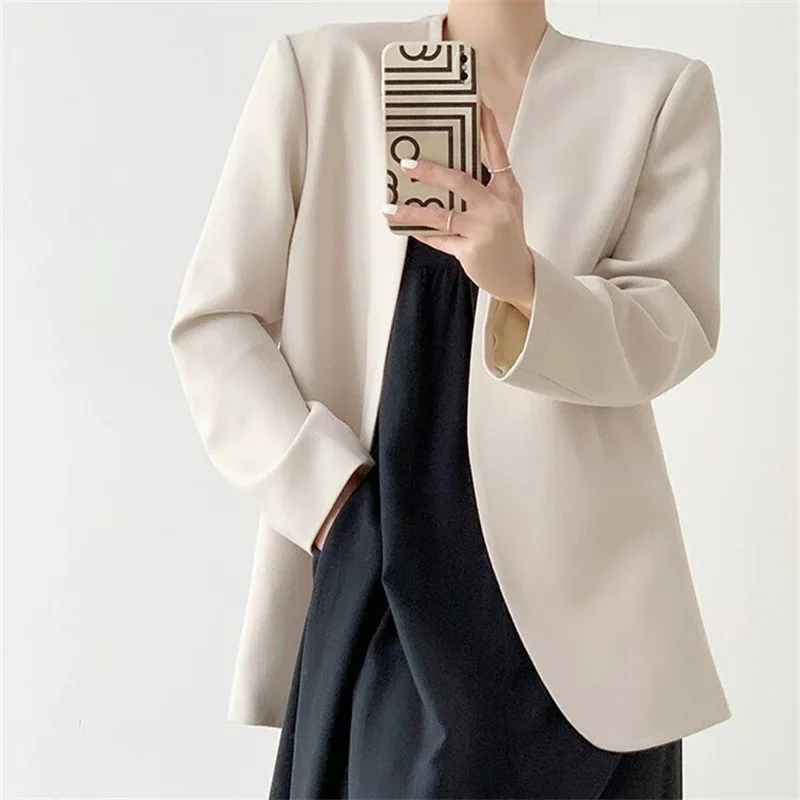 

Autumn Suit Jacket Casual Elegant Korean Design Spring Fashion Polyester Fabric Regular Thickness for Women