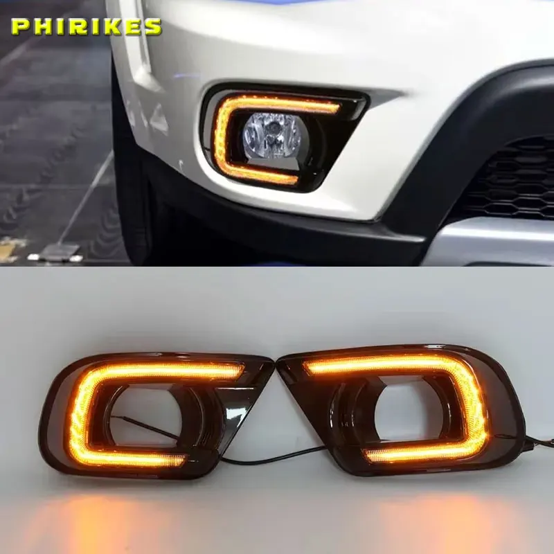 

2PCS LED Car Daytime Running Light Fog Lamp Hole Turn Signal DRL For Dodge Journey FIAT Freemont 2014 2015 2016 2017
