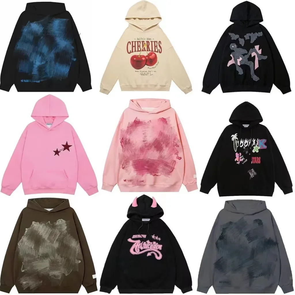 2024Autumn Trendy Brand Hip Hop Street Graffiti Hoodie for Men and Women Retro Leisure Sports Couple Hoodie sweatshirt harajuku