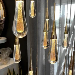 Modern Led Crystal Chandelier Lighting Drop Villa Restaurant Living Dining Room Staircase Hallway Lobby Home Decor Hanging Lamps