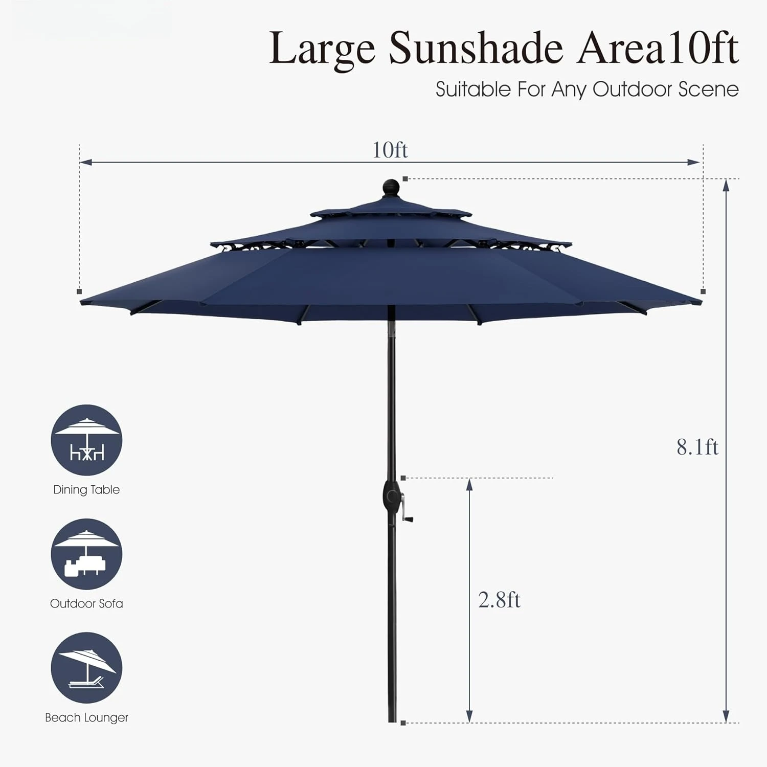 10FT 3-Tier Patio Umbrella 6