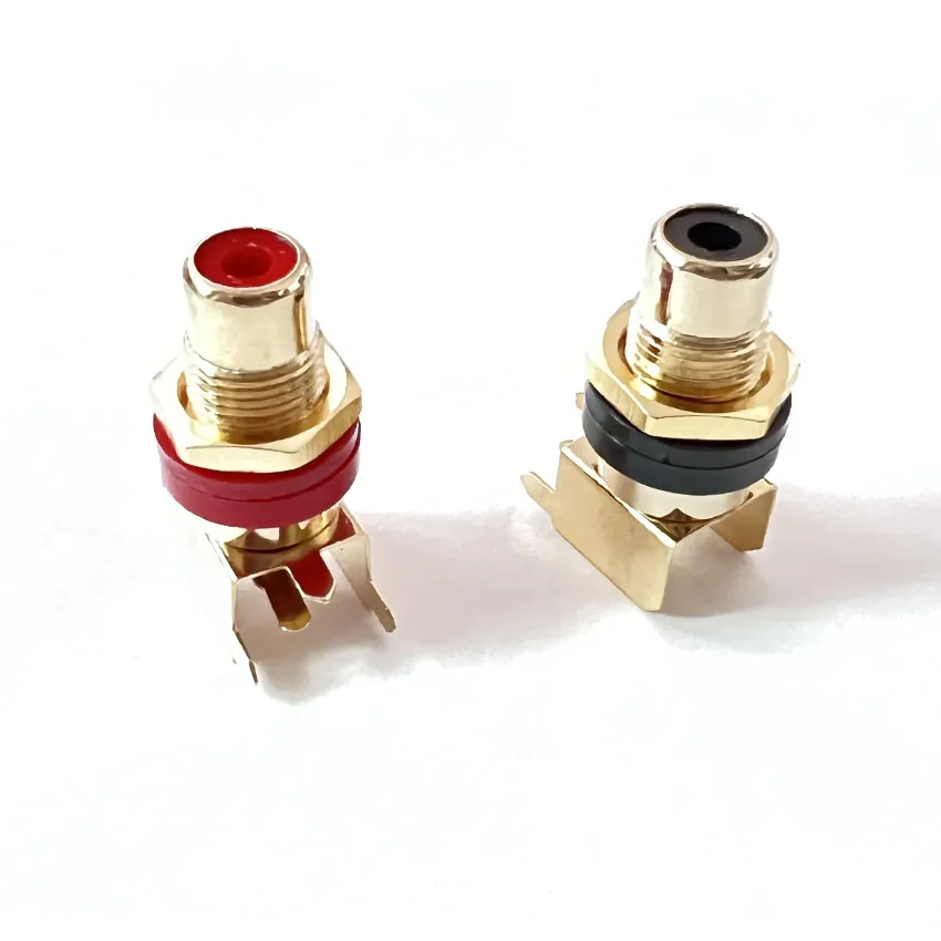 

AV Socket RCA Single-hole PCB Soldering Audio Video Female Connector Gold-plated Nickel-plated