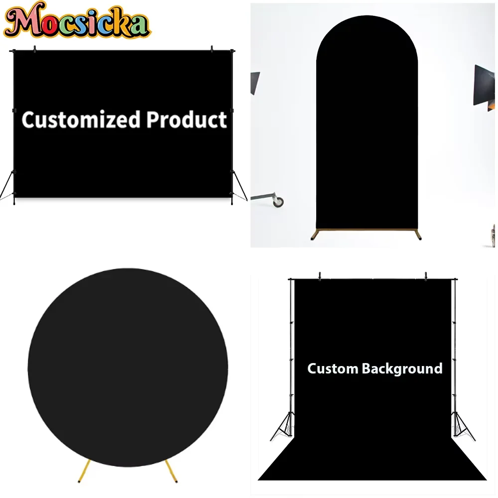Mocsicka Toile de fond personnalisée, arche ronde ou carrée, pour décorations d'anniversaire, de mariage, de fête, de photographie de portrait, fond de studio, papier peint