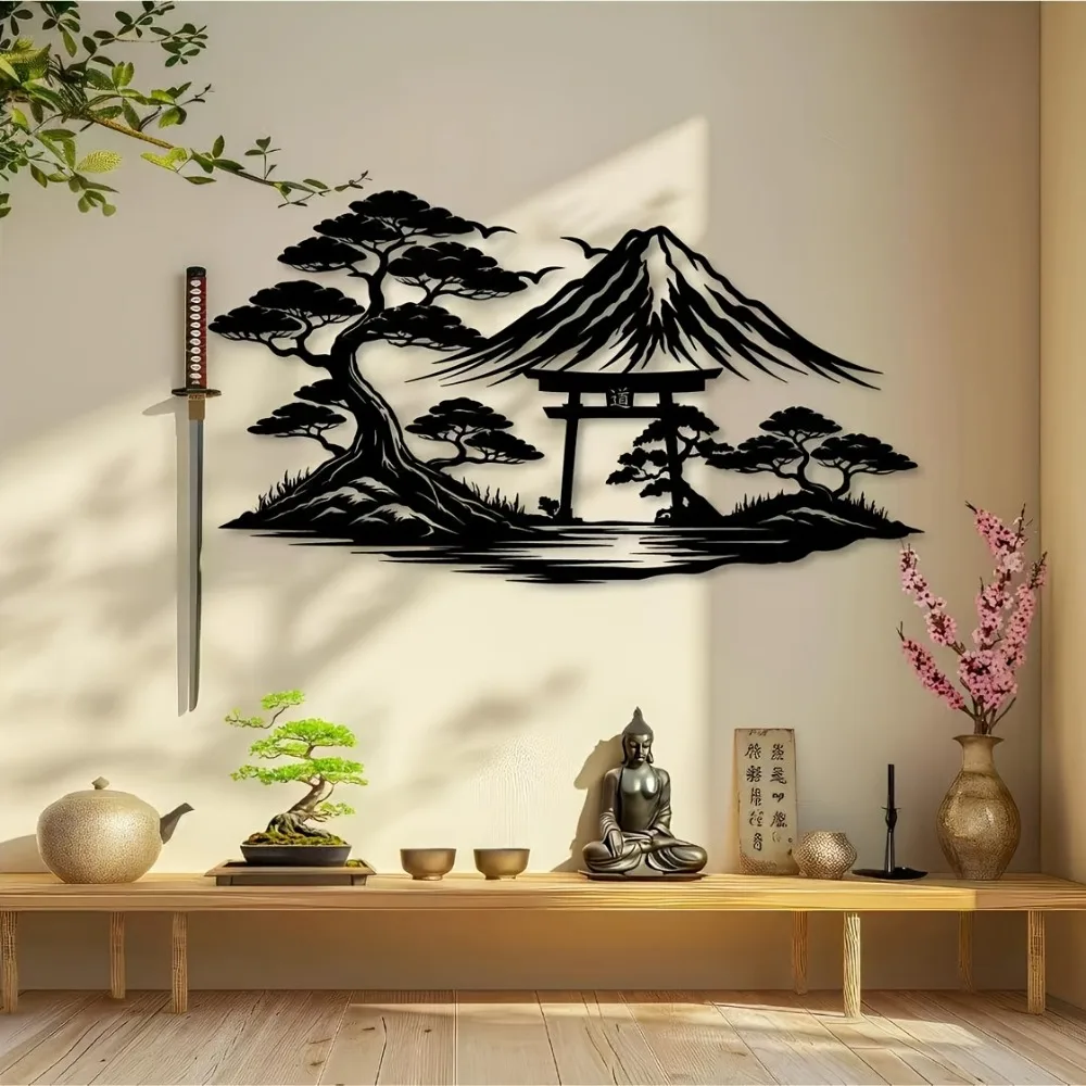 CIFBUY Acrylic Wall Art Mount Fuji Torii Gate Sign Rustproof Waterproof Hanging Ornament For Outdoor Garden Yard Home Decor view 5