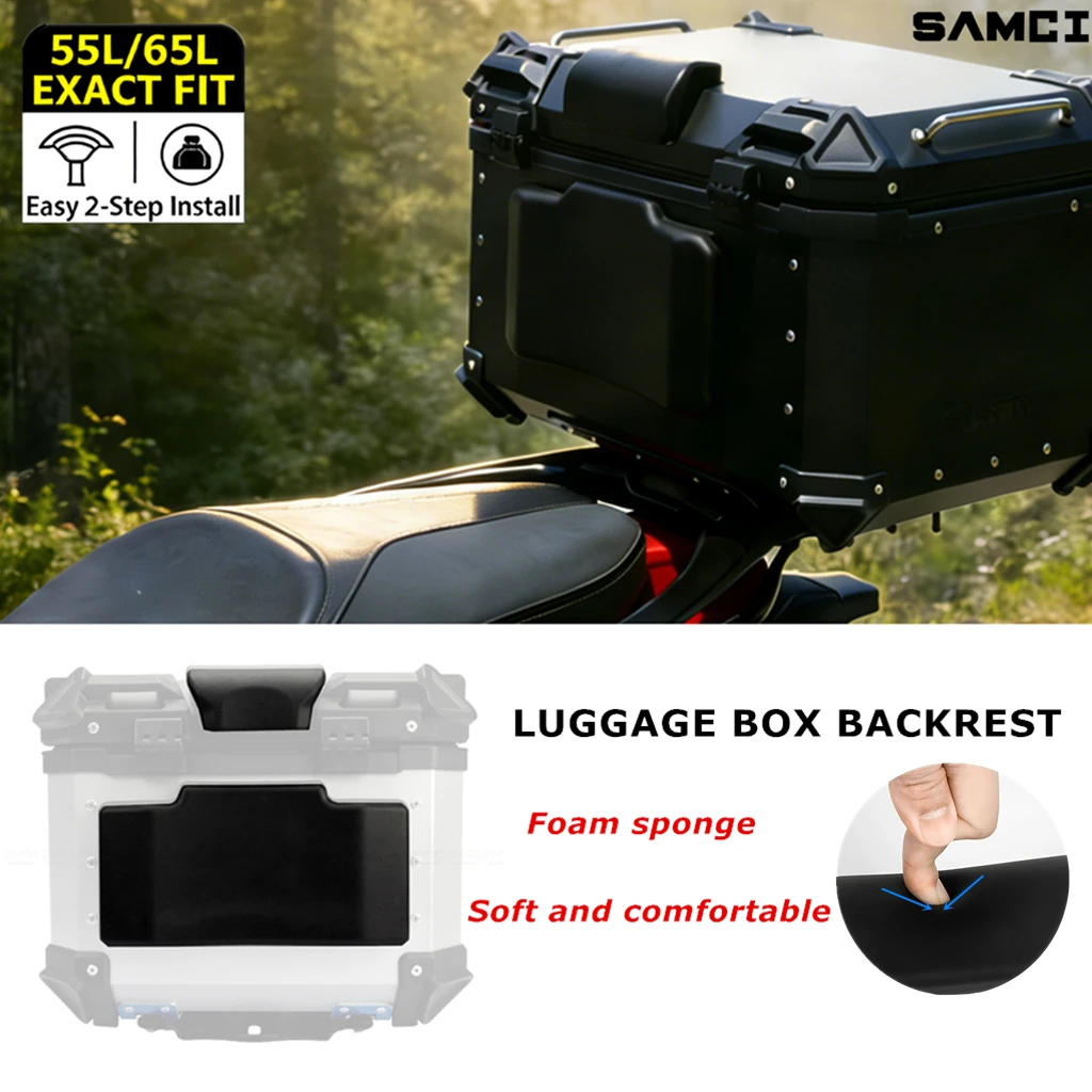 Dossier de coffre de moto 65L 55L, boîte supérieure, dossier arrière de passager, antichoc, coussin arrière, étui arrière, accessoires universels