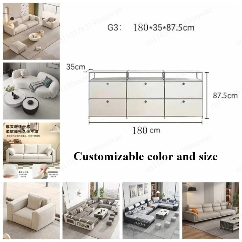 Modern Living Room Cabinet Modular Sideboard Storage Cabinets Combination TV Stand for Customizable Steel Frame Wood  Furniture