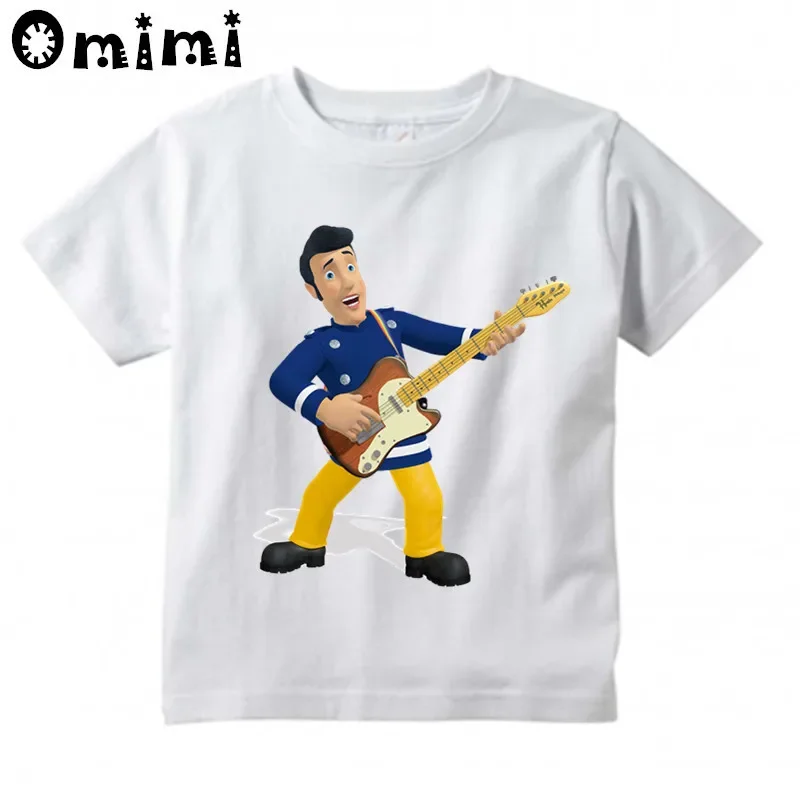 Kids Sam Fireman Firefighter Design T Shirt Boys/Girls Great Kawaii Short Sleeve Tops Children's Funny T-Shirt,ooo3062