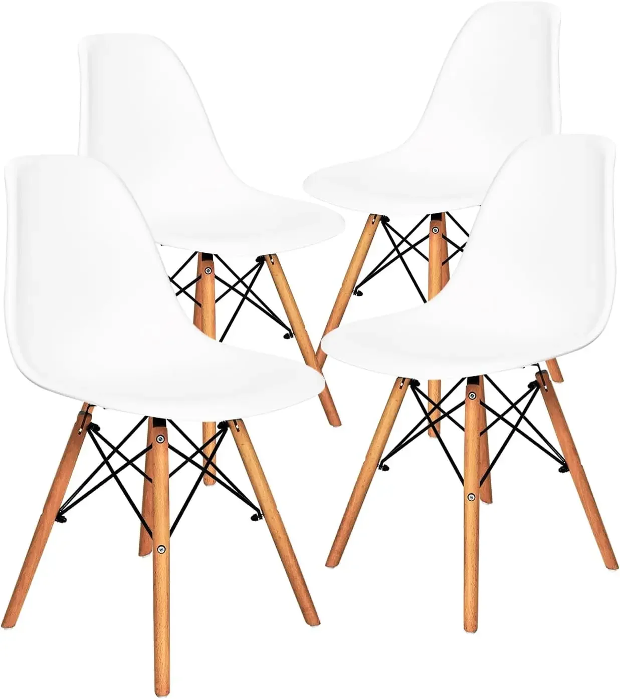 Modern Style Dining Chairs, Mid Century Plastic Dining Chair with Wood Legs, for Kitchen,Dining,Bedroom,Living Room image 2