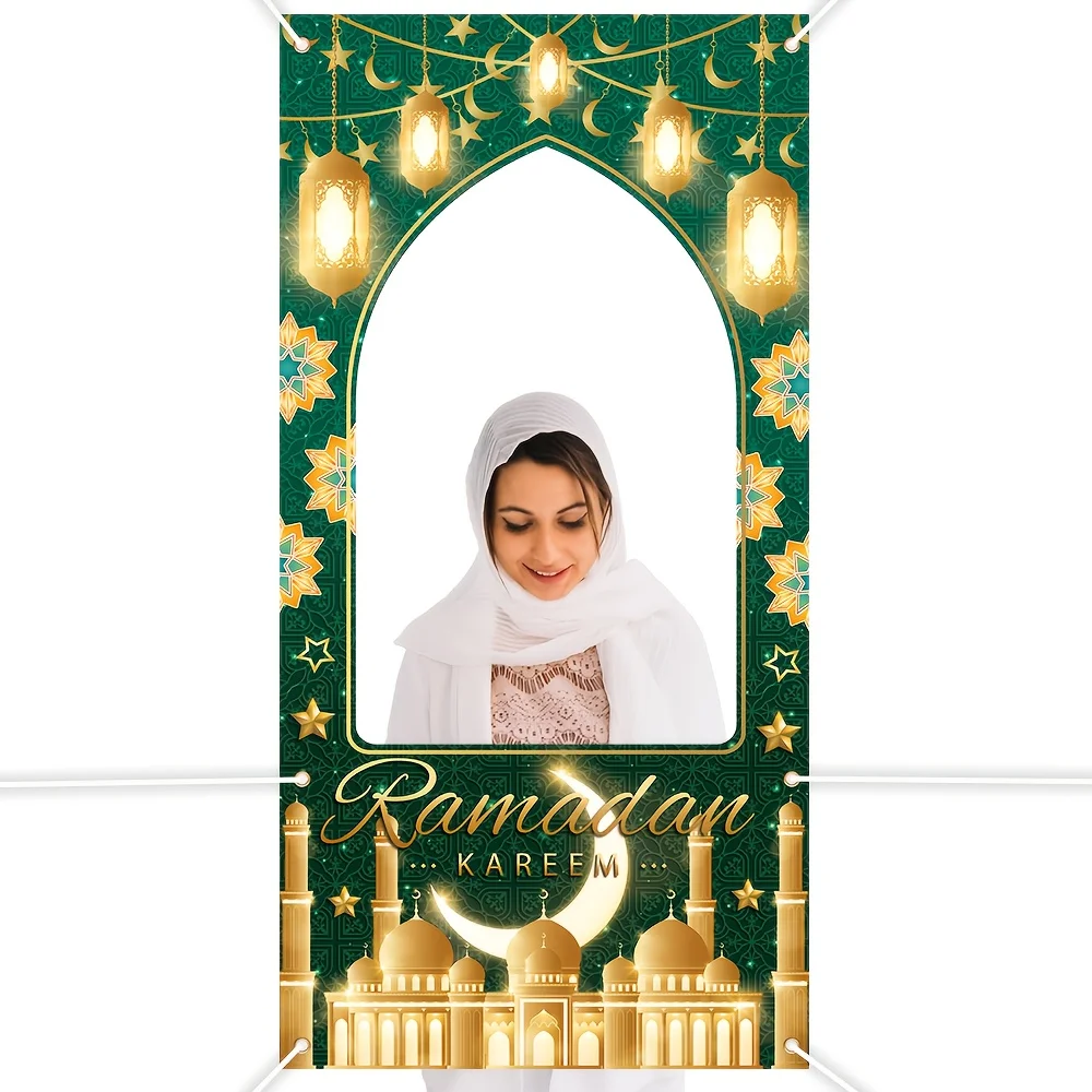 1 قطعة عيد الفطر الاحتفال البوليستر العلم رمضان كريم كابينة تصوير الدعامة مهرجان إطار صور داخلي في الهواء الطلق الطرف الديكور #6