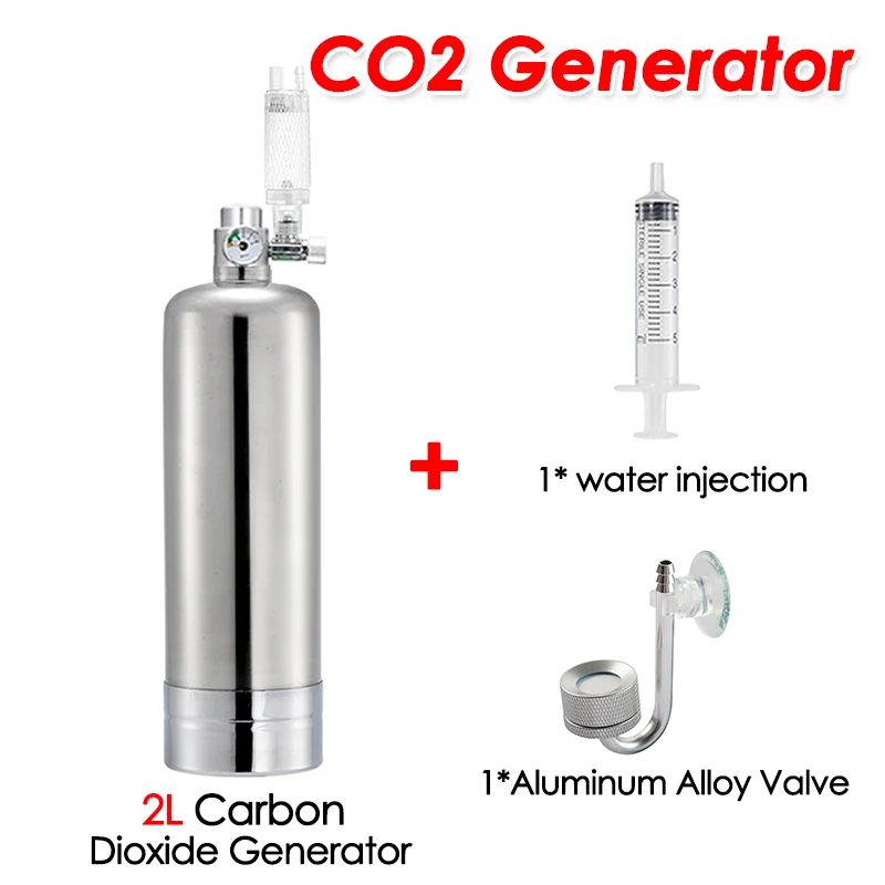 

2L/1L CO2 Generator Kit for Aquarium Fish Tank DIY High Pressure Stainless Steel Gas Cylinder + Aluminum Valve CO2 Reactor Set