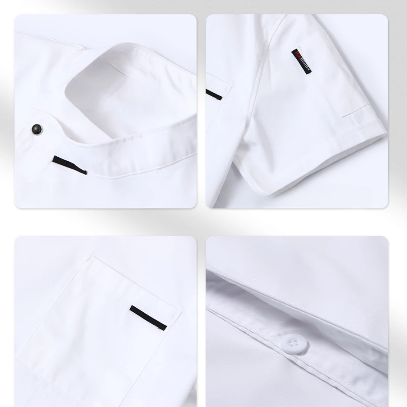 Chaqueta de Chef elegante para mujer, ropa de cocina de manga corta, uniforme de cocinero de verano, camisa transpirable