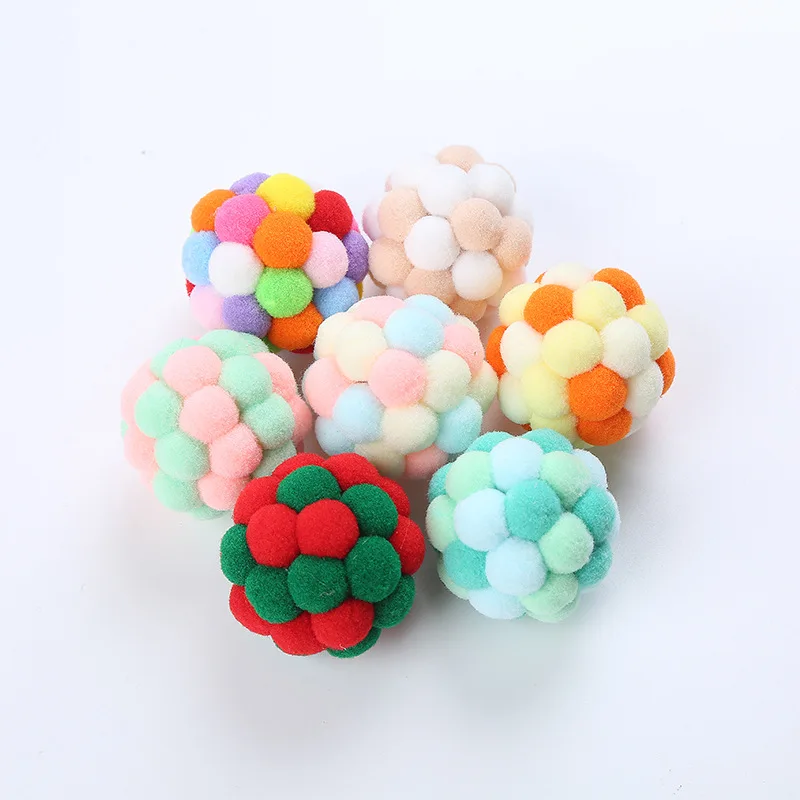 Cat toys Colorful handmade bell ball Elastic ball interactive chase pet supplies