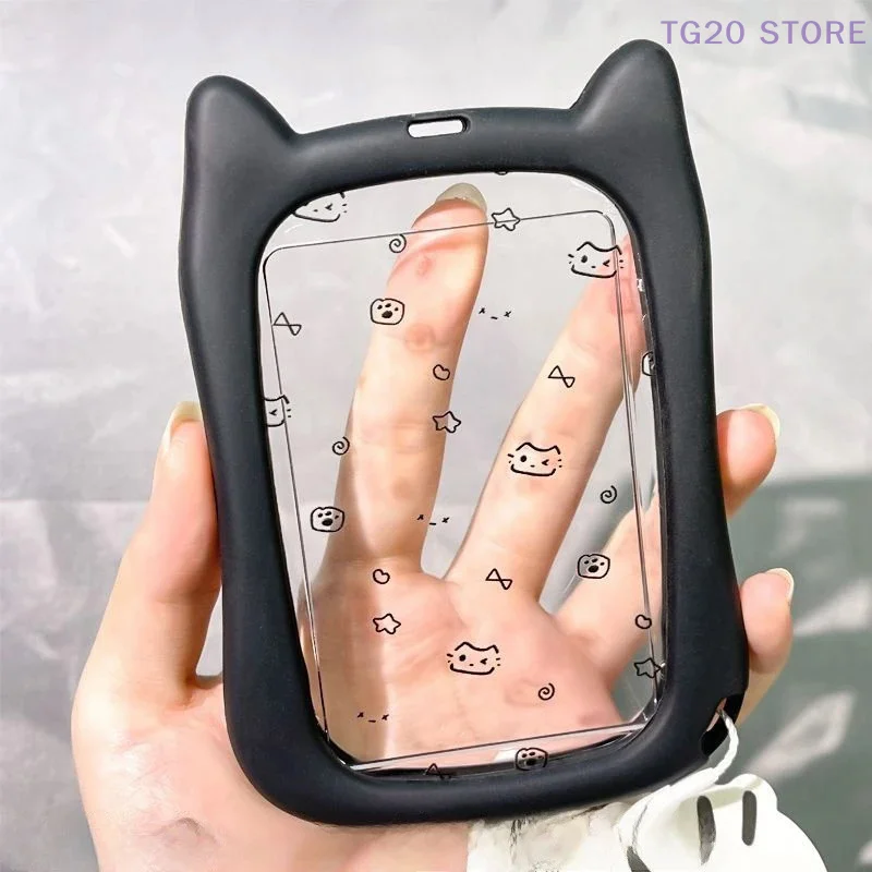 Meal Card Cat Ear Cover Photocard Holders Cute Photo Frame Student Campus Backbag Pendant Ornament Keychain ID Card Holder