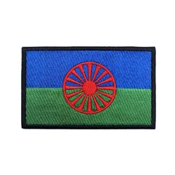 Rom Gypsy Flag Of The Romani  Patches Armband Embroidered Patch Hook & Loop Iron On Embroidery  Badge Military Stripe