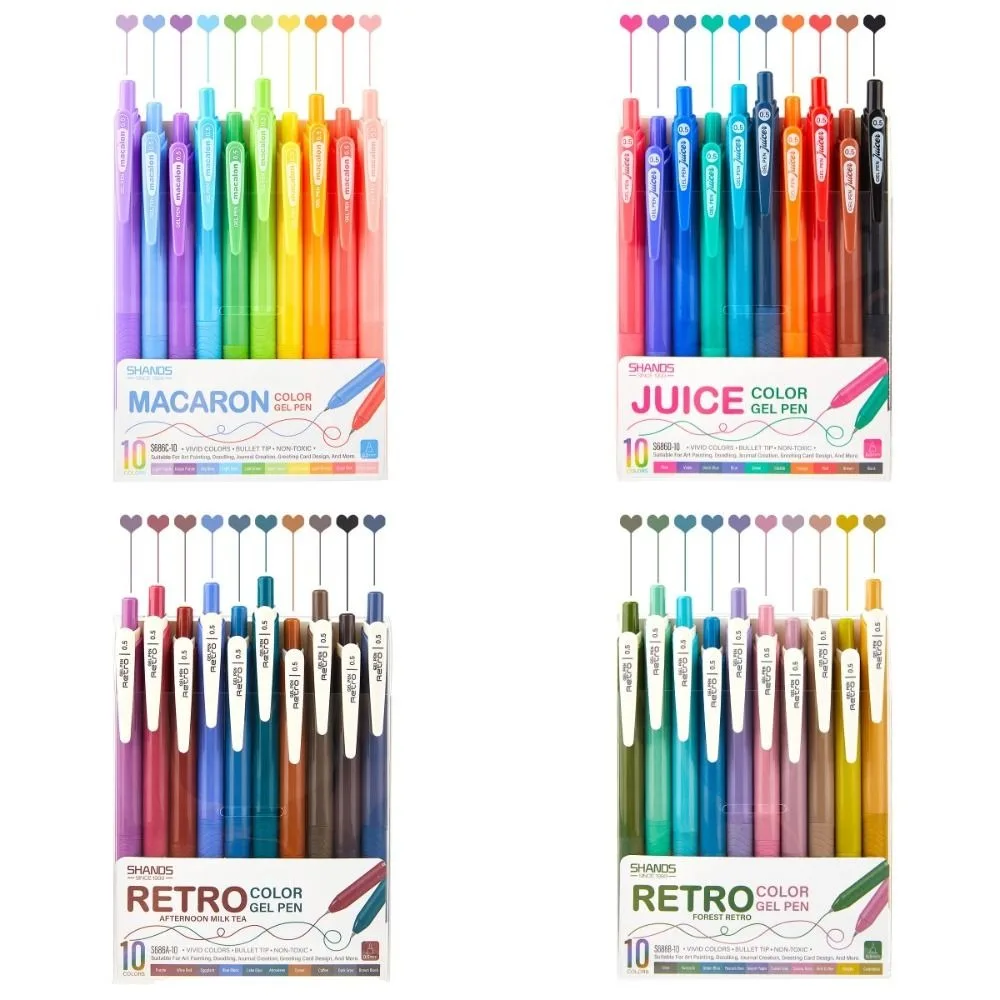 

10pcs Retro Color Fine Tip Colored Gel Pen Marker pen Quick Dry Art Drawing Pen Press 0.5mm Student Writing Pen Painting