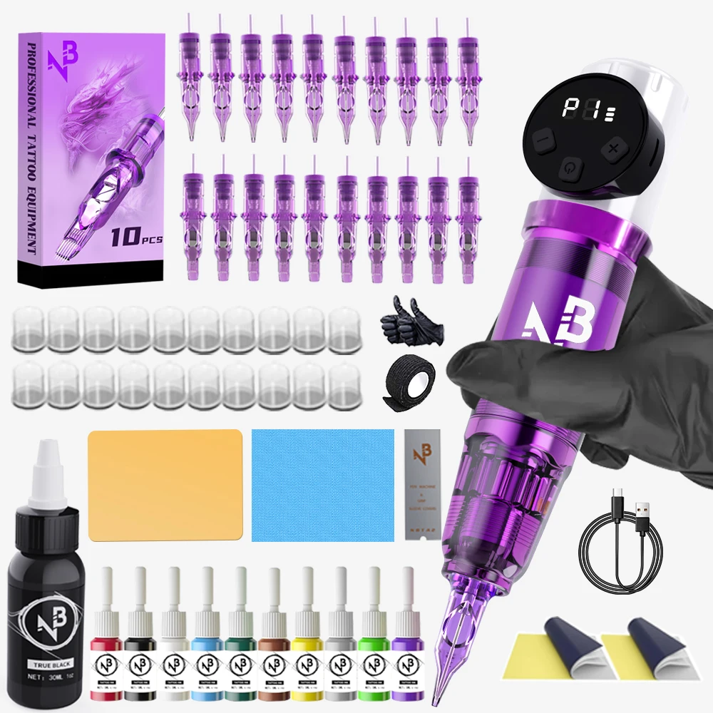 

Комплект тату-машины, комплект беспроводной тату-машины, встроенный источник питания для татуировки емкостью 1500 мАч, поставляется с 20 иглами для татуировки, 11 бутылками пигмента и других аксессуарами, полный набор тату-мастеры для начинающих тату-маст