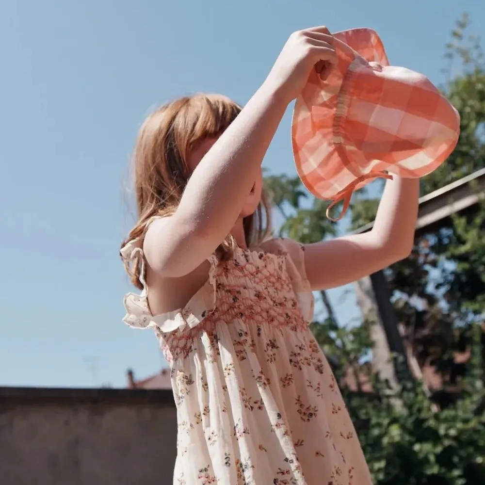 Chapéu infantil primavera e verão fino feminino bebê pescador chapéu 2025 novo verão guarda-sol chapéu para meninas chapéu xadrez