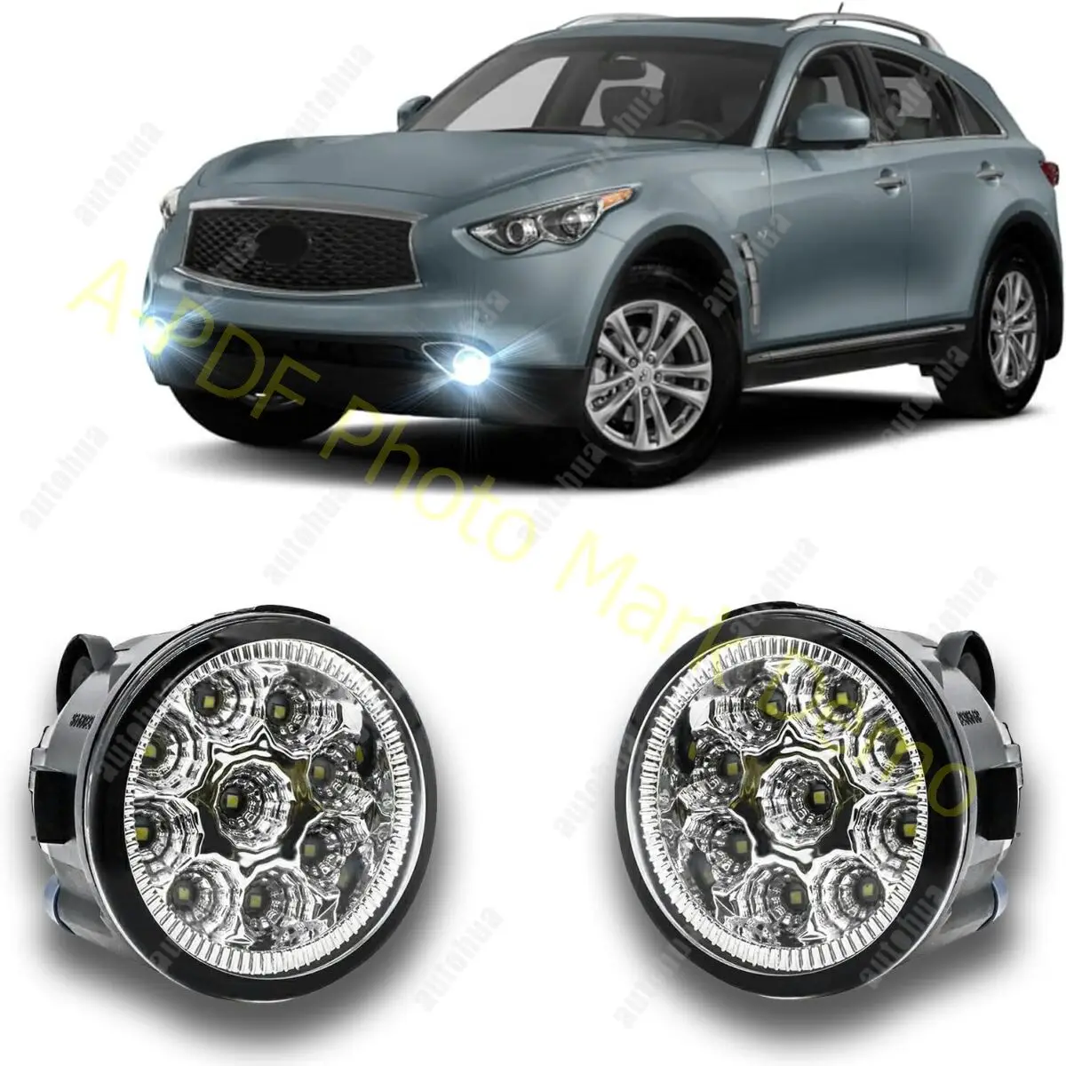 

LED Fog Light For Infiniti QX70 2014-2017 Pair Bumper Fog Light Driving Lamp Replacement Assemblies,55W 6000k White DRL