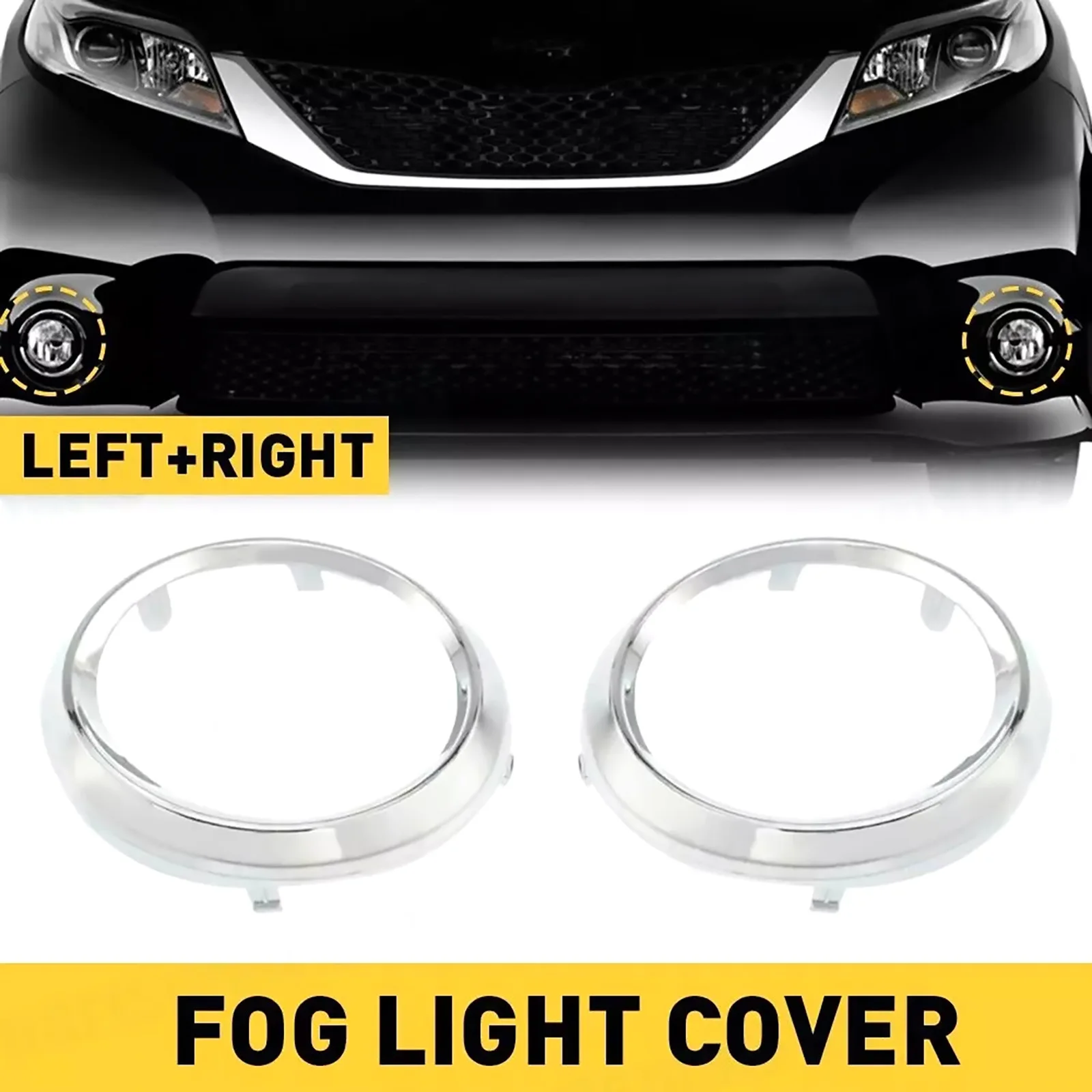 Chrome Guarnição Anéis para Carro Luz de Nevoeiro Lâmpada Bisel Capa Auto Acessórios Substituição para Toyota Sienna se 20112023 5271308020 Par