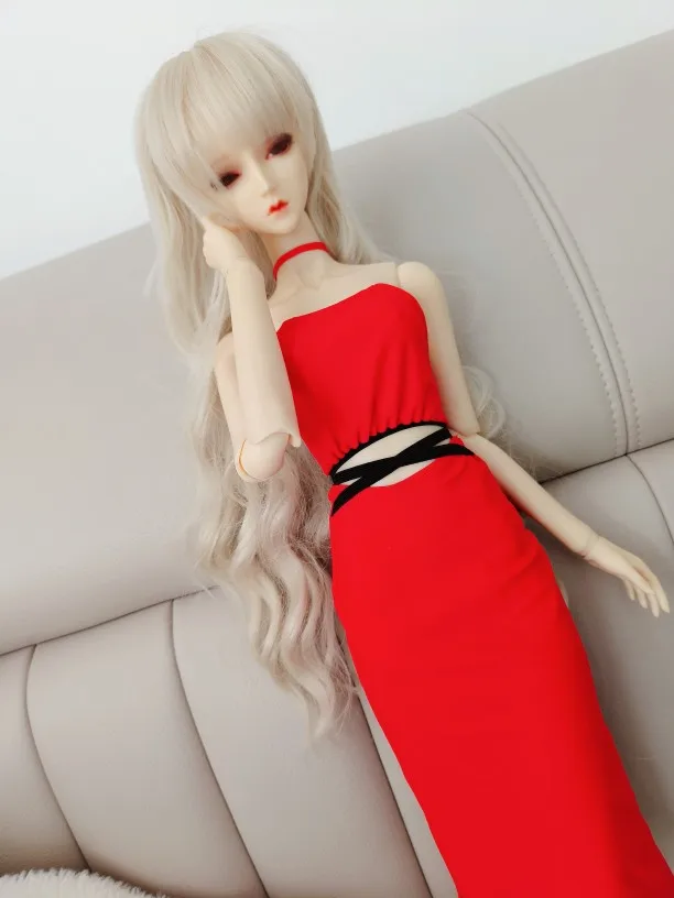 D05-P023 children handmade toy 1/3 60cm doll BJD/SD doll's clothes red black slim fit Dress 1pcs