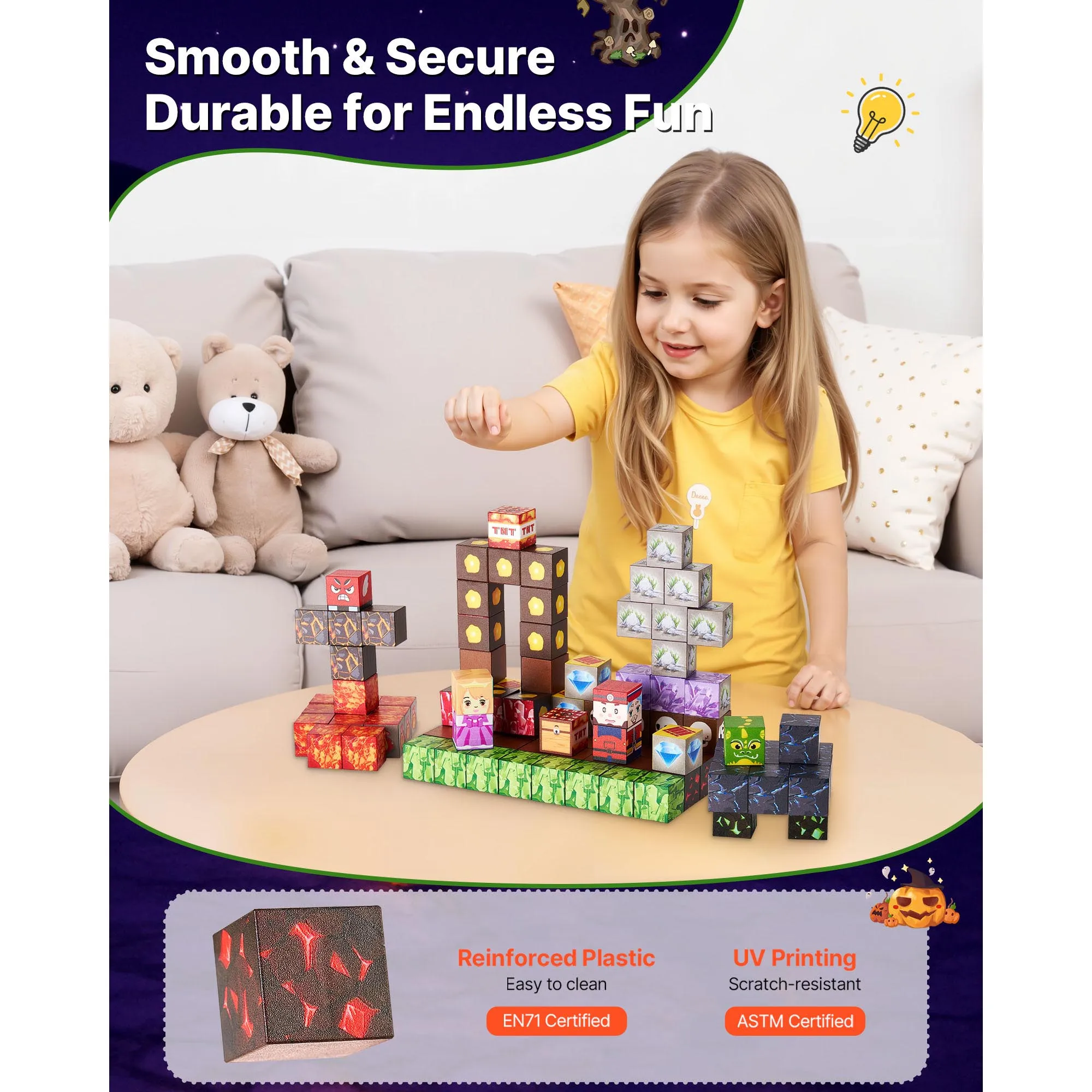 SucceBuy100/150 PCS Blocos Magnéticos Castelo Escuro Conjunto STEM Montessori Brinquedos Sensoriais Cubos de Construção Magnéticos para Crianças Presentes de Aniversário