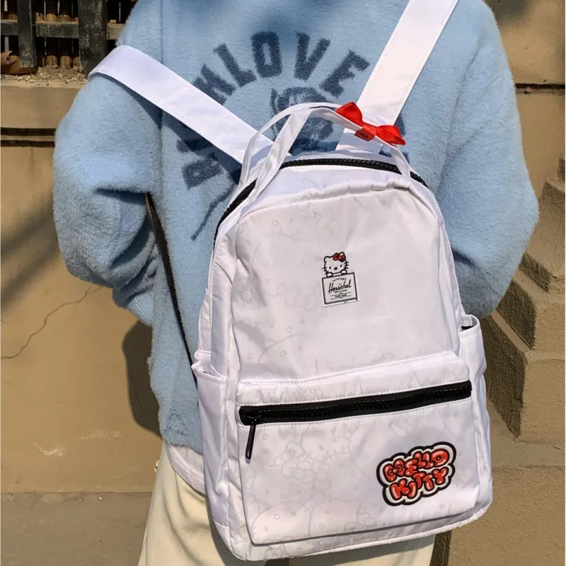 Sanrio Hello Kitty Backpack Kawaii Y2k School Backpack Women Casual Print Zip Up Mochilas Korean Fashion Travel Shoulder Bag