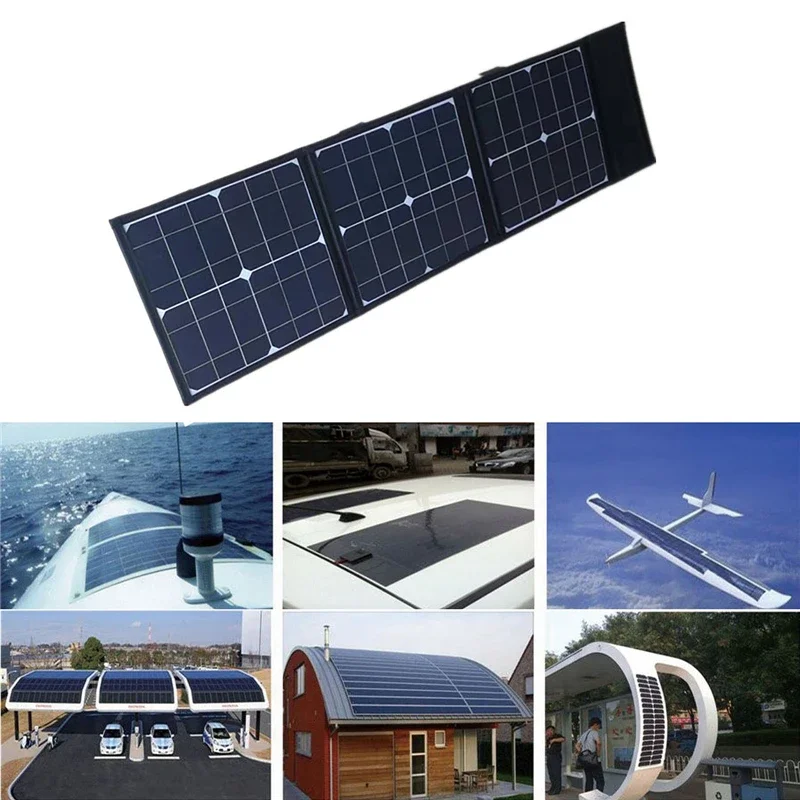 

DC+USB Fast Charge 18V 100W Foldable Solar Panel Portable Solar Battery Charger Power Bank for Phone Camping Van RV Outdoor