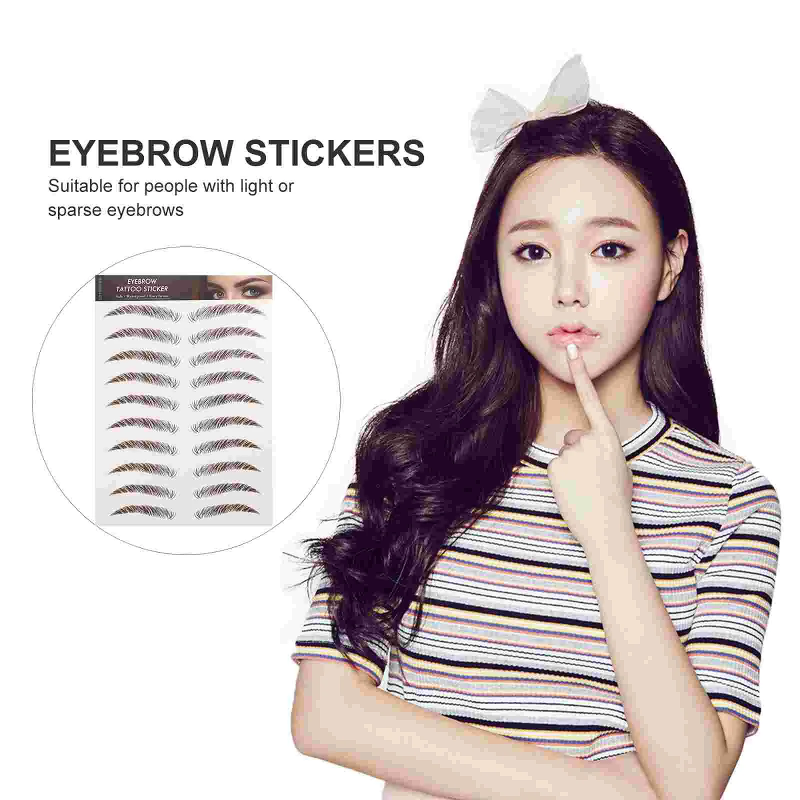 9 Sheets Stickers Waterproof Eyebrow Stencils Tool Hair 21x147cm Imitation Tattoos Brown Temporary