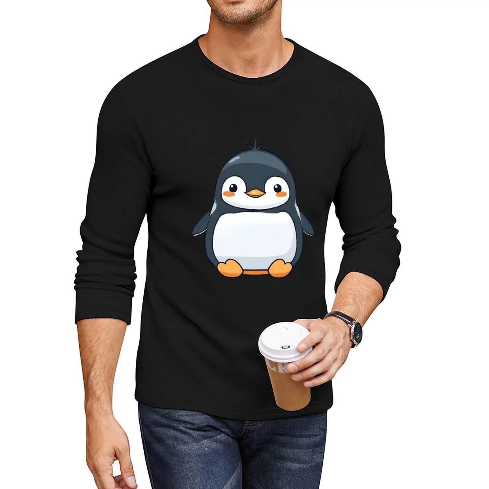 

KAWAII PENGUIN Long T-Shirt custom t shirts design your own sweat shirts black t shirts aesthetic clothes t shirt for men