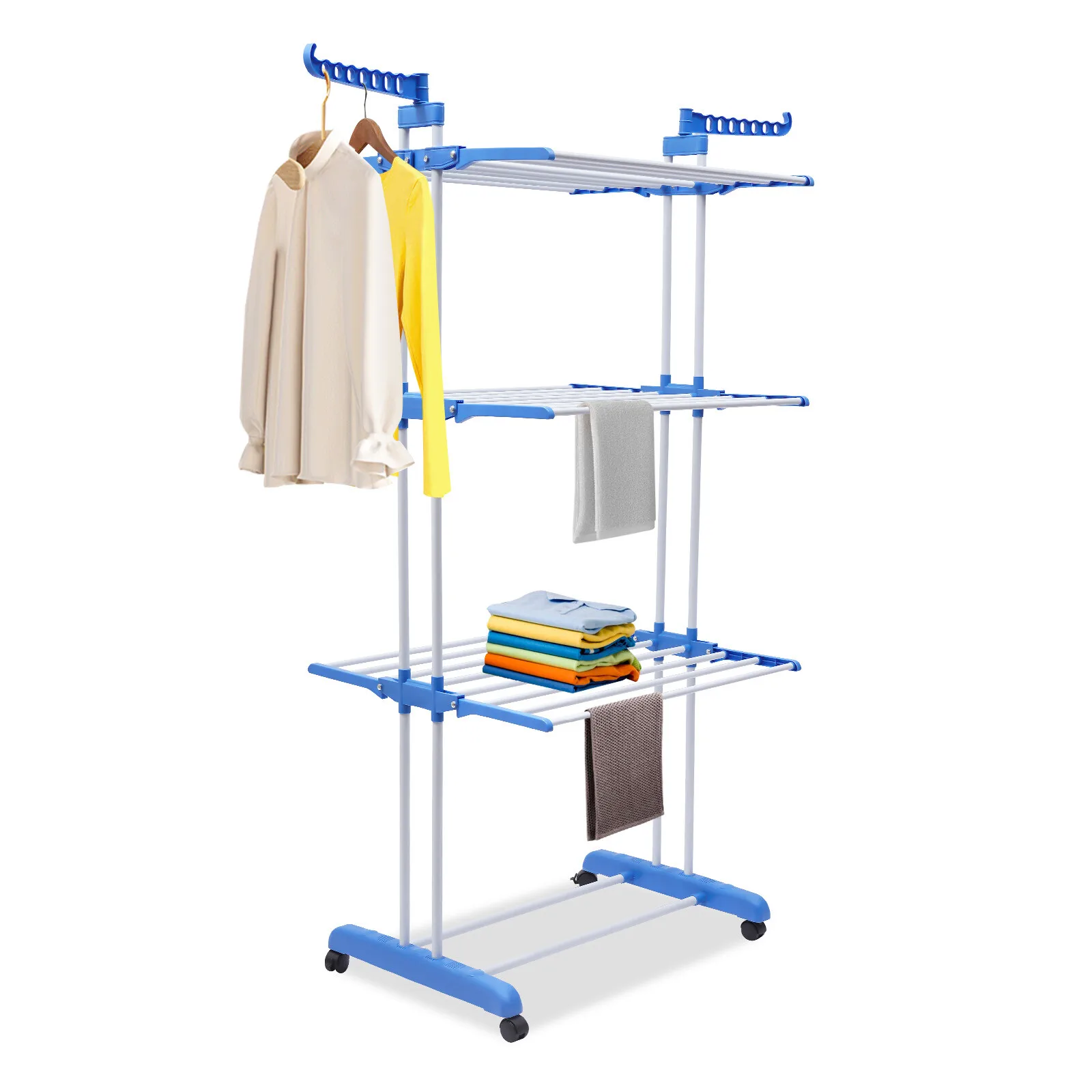 

Laundry Clothes Drying Rack Folding Garment Rolling Dryer Hanger Heavy Duty