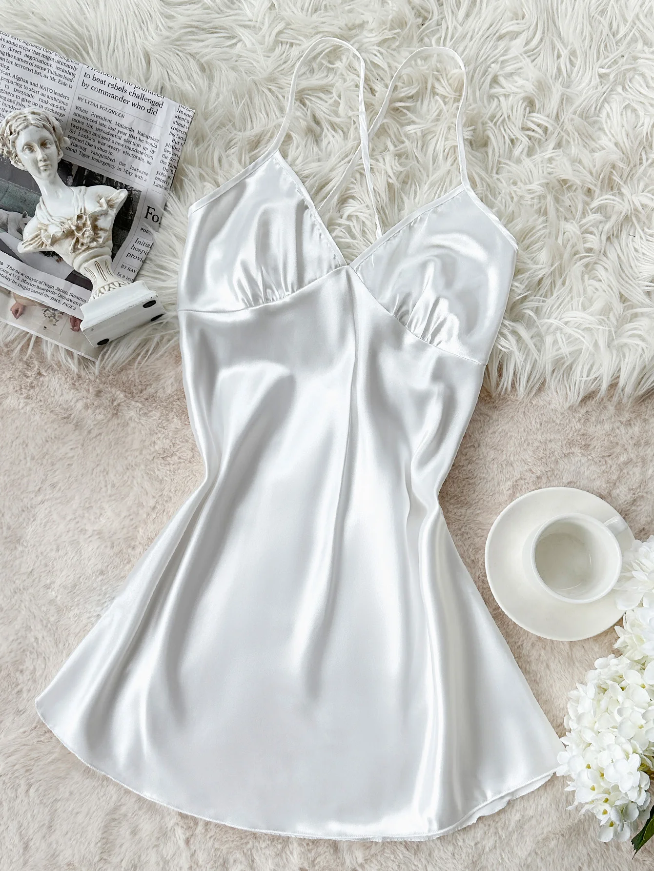 

New Simple Women's Nightgown with V Neck Solid Sexy Strappy Dress Comfortable Home Wear for Daily Comfort or Special Occasions