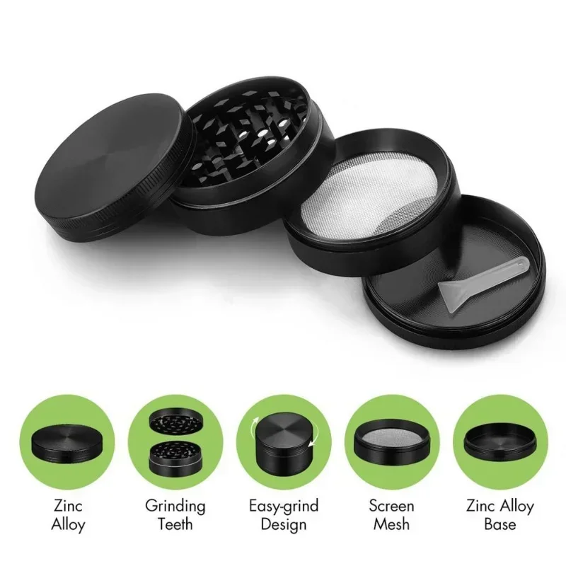 Portable Spice Cutter Tobacco Grinder Aluminum Alloy 40MM 50MM 4-Layer Latest Lightning-Shaped Hand Tools Smoking Herb Cutter