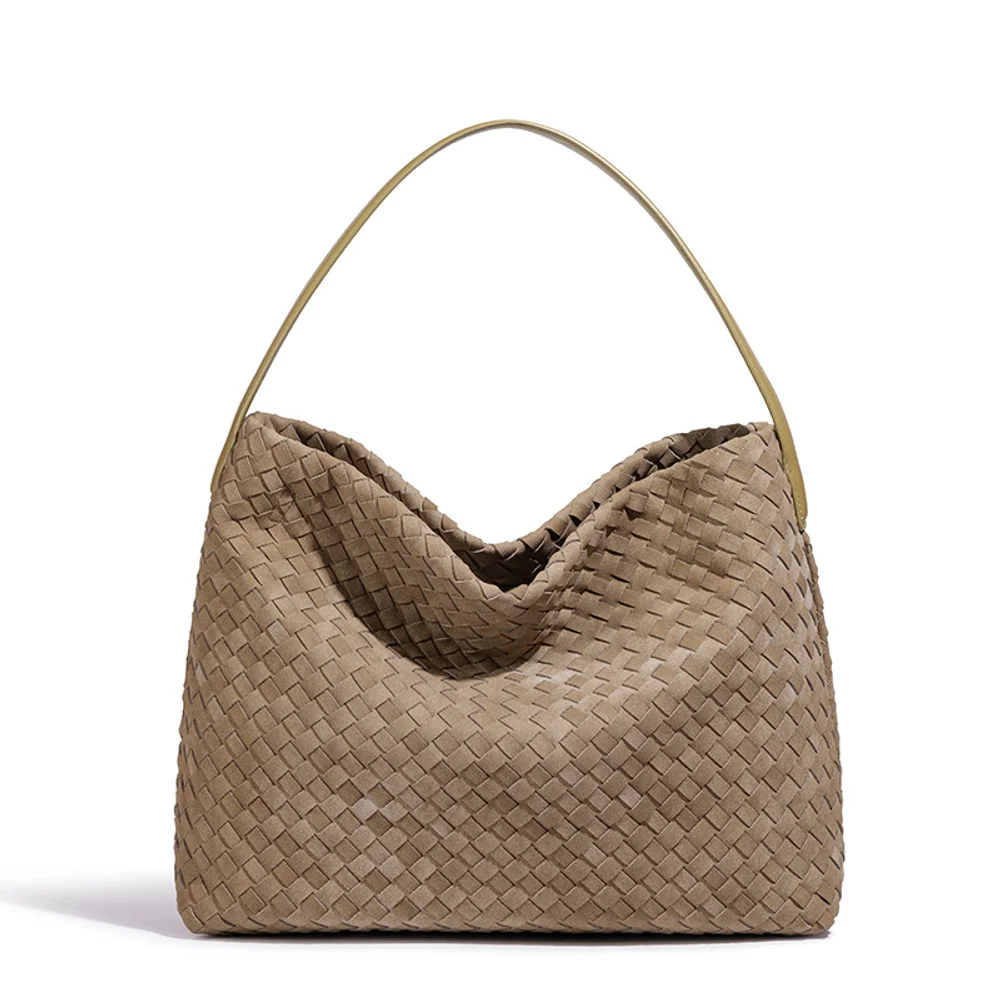 Матовая сумка для подмышек большой вместимости ручной работы с модной текстурой и универсальной сумкой на одно плечо, ведро для поездок на работу.