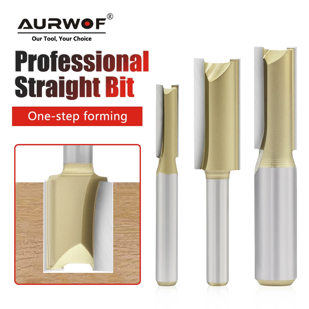 

AURWOF 1pc 6mm 1/4 1/2 Shank Straight Router Bit Woodworking Tools Wood Milling Cutter For CNC Trimming H060020