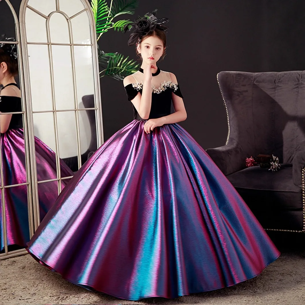 Kleinkind Mädchen Sehr elegantes Kleid Blumenmädchen Brautjungfernkleid für Hochzeit Teenager Mädchen Spitze Lange Partykleider Formal